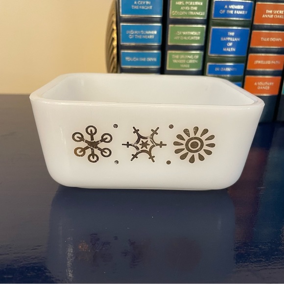 Glasbake Kitchen Vintage Mcm Glasbake Gold Snowflake Atomic 95s
